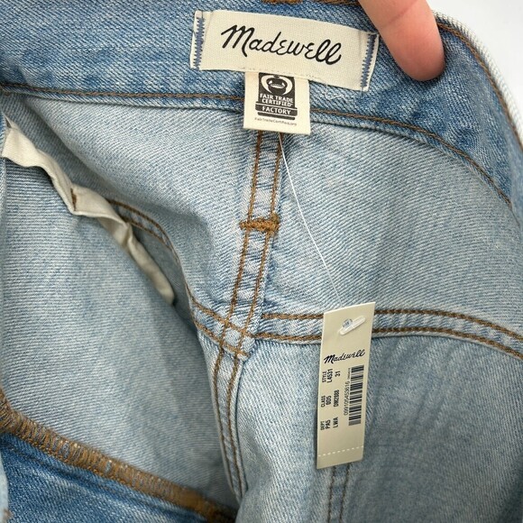 NWT MADEWELL Rigid Denim A-Line Raw Hem Mini Blue Jean Skirt Size 31 - Picture 6 of 8